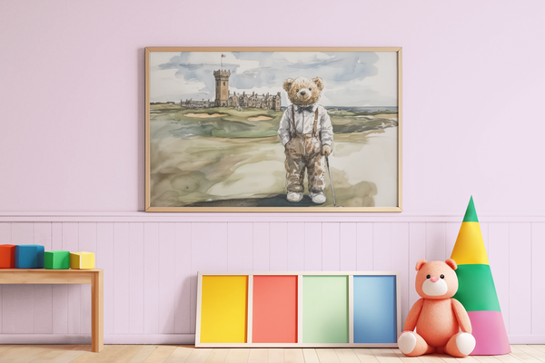 The Golfing Bear - Edinburgh Framed