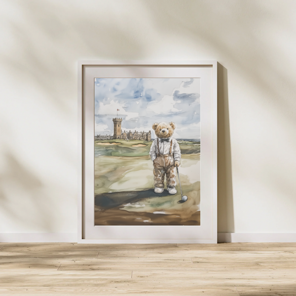 The Golfing Bear - Edinburgh Framed