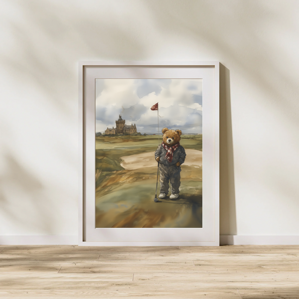 The Golfing Bear - Scotland Framed